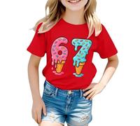 67 Meme Camiseta Niña Niño Six Seven Brainrot Camiseta Mangas Cortas Camisetas De Six Seven Niños con Estampado De Dibujos Animados Italian Brainrot 67 T-Shirt con Cuello Redondo Fun Ropa Festiva