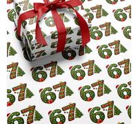 67 Meme Christmas Gift Wrap, Funny Holiday Wrapping Paper Roll for Kids & Adults, Unique “Six Seven” Meme Gift Wrap, 30in Wide Xmas Santa Paper for Birthday Christmas Gifts, Festive Party(J#,20*72in)