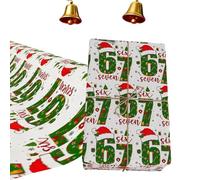 67 Meme Christmas Wrap, 67 meme Wrapping Paper, Vibrant Funny Meme Designs, Durable Easy-Cut, Ideal for Friends Family Gifts, Holiday Presents & Christmas Party Wrapping (1PCS Green,19.88 * 35.43in)