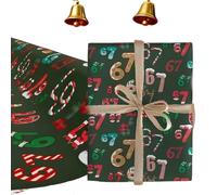 67 Meme Christmas Wrap, 67 meme Wrapping Paper, Vibrant Funny Meme Designs, Durable Easy-Cut, Ideal for Friends Family Gifts, Holiday Presents & Christmas Party Wrapping (2PCS Green,19.88 * 35.43in)