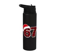 67 Meme Funny Christmas Red Plaid Xmas Pajamas Slang Kids Stainless Steel Insulated Water Bottle