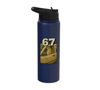 67 Meme Gato En Coche Viral Internet Brainrot Meme Tendencia 6 7 Stainless Steel Insulated Water Bottle