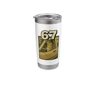 67 Meme Gato En Coche Viral Internet Brainrot Meme Tendencia 6 7 Vaso térmico de acero inoxidable de doble pared