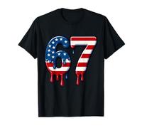 67 Meme Ice Cream Drip Cool 4 de Julio Blanco Rojo Bandera de Estados Unidos Camiseta
