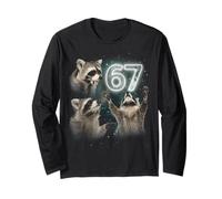 67 Meme Racoon Howling At The Moon 67 T-Shirt 6 7 Halloween Manga Larga