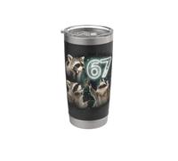 67 Meme Racoon Howling At The Moon 67 T-Shirt 6 7 Halloween Vaso térmico de acero inoxidable de doble pared