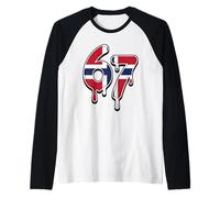 67 Noruega Six Seven Bandera Noruega Camiseta Manga Raglan