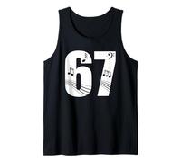 67 Notas Musicales Líneas del Personal Diseño numérico Camiseta sin Mangas