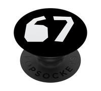 67 Punk Bold Number Meme Estilo Bloque Minimal PopSockets PopGrip Adhesivo