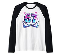 67 Seis Siete Meme Gen Z Argot Alfa 6 7 Manos Divertido Vday Camiseta Manga Raglan