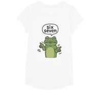 67 Six Seven 6-7 Frog - Divertido 6 7 Brainrot Gamer Kids Meme Camiseta, Niñas, Blanco, L