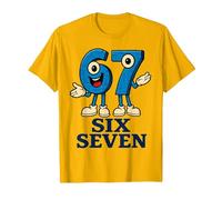 67 Six Seven 6-7 - Meme Italiano de Brainrot Gen Alpha para Videojuegos Camiseta, Hombre, Dorado Brillante, L