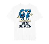 67 Six Seven 6-7 - Meme Italiano de Brainrot Gen Alpha para Videojuegos Camiseta, Hombre Tallas Grandes, Blanco, 2X Alto
