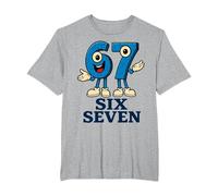 67 Six Seven 6-7 - Meme Italiano de Brainrot Gen Alpha para Videojuegos Camiseta, Hombre Tallas Grandes, Gris Jaspeado, 2X Alto
