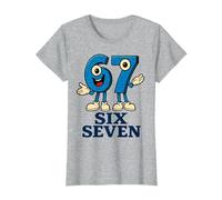 67 Six Seven 6-7 - Meme Italiano de Brainrot Gen Alpha para Videojuegos Camiseta, Mujer, Gris Jaspeado, S