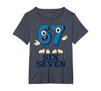 67 Six Seven 6-7 - Meme Italiano de Brainrot Gen Alpha para Videojuegos Camiseta, Mujer Tallas Grandes, Azul Jaspeado, 1XL Grande
