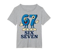 67 Six Seven 6-7 - Meme Italiano de Brainrot Gen Alpha para Videojuegos Camiseta, Mujer Tallas Grandes, Gris Jaspeado, 2XL Grande