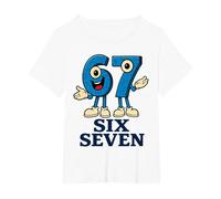 67 Six Seven 6-7 - Meme Italiano de Brainrot Gen Alpha para Videojuegos Camiseta, Mujer Tallas Grandes, Blanco, 1XL Grande