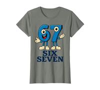 67 Six Seven 6-7 - Meme Italiano de Brainrot Gen Alpha para Videojuegos Camiseta, Mujer, Verde Militar Jaspeado, S