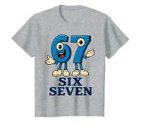 67 Six Seven 6-7 - Meme Italiano de Brainrot Gen Alpha para Videojuegos Camiseta, Niños, Gris Jaspeado, 8 años