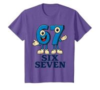 67 Six Seven 6-7 - Meme Italiano de Brainrot Gen Alpha para Videojuegos Camiseta, Niños, Morado Jaspeado, 8 años