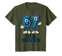 67 Six Seven 6-7 - Meme Italiano de Brainrot Gen Alpha para Videojuegos Camiseta, Niños, Verde Oliva, 6 años