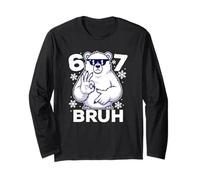 67 Six Seven Bruh Winter Christmas - Cartel Divertido con diseño de Oso Polar, número 6 y 7 Manga Larga