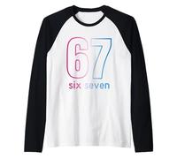 67 Six Seven geste Big Numbers verlauf Baloncesto Camiseta Manga Raglan
