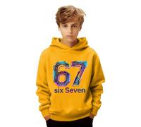67 Sudadera con Capucha Niño Niña 6 7 Estampado Manga Larga Otoño Pullover Sudaderas Invierno Deportiva Casual Bolsillo Adolescentes Sudaderas Unisex Moda Streetwear Número Gráfico Six Seven Sudadera
