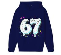 67 Sudadera con capucha para niños de 6 a 7 años, para niñas y niños Six Seven Cool con capucha estampada de rizo francés, resistente al encogimiento, sudadera con capucha para niñas de 13 a 14 años