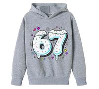 67 Sudadera con capucha para niños de 6 a 7 años, para niñas y niños Six Seven Cool con capucha estampada de rizo francés, resistente al encogimiento, sudadera con capucha para niñas de 13 a 14 años