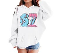 67 Sudadera con capucha para niños de 6 a 7 años, para niñas y niños, Six Seven Cool Kids Fashion Otoño Invierno con estampado de personajes, sudadera con capucha de rizo francés para 13-14 años