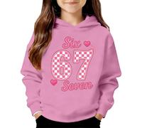 67 - Sudadera con capucha para niños y niñas, diseño clásico de dibujos animados, manga larga, para vacaciones, disfraz vintage de invierno, rosa, 5-6 años