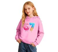 67 - Sudadera con capucha para niños y niñas, diseño vintage de 6 y 7 memes Y2K, disfraz clásico de vacaciones, rosa, 7-8 años