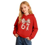 67 Sudaderas con capucha para niños y niñas, diseño de seis siete patrones, para invierno, divertidas, de manga larga, sin botones, vintage, festivo, rosso, 5-6 años