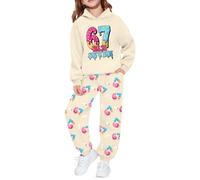 67 Traje de Navidad para niñas y niños, Juego de 2 Piezas, Sudadera con Capucha + Pantalones, Estampado Festivo de Seis sietes, Multicolor, Motivos de Papá Noel, Conjunto de Sudadera cálida/1