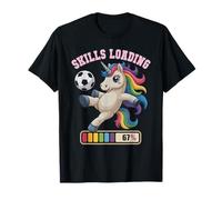 67 Unicornio de fútbol Habilidades Cargando Solo Chica Que ama Win Mom Camiseta
