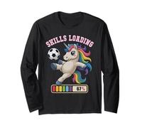 67 Unicornio de fútbol Habilidades Cargando Solo Chica Que ama Win Mom Manga Larga