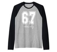 67 Vibes Only Six Seven Meme That Says 6 7 Jersey Number 67 Camiseta Manga Raglan