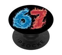 67 Water and Fire Six Seven | Gen Alpha Slang | Meme PopSockets PopGrip Adhesivo