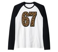 67 Wild Safari con Estampado Animal de Leopardo, Estilo Vintage, Six Seven Camiseta Manga Raglan