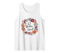 67 Years Loved 67th Birthday Floral Wreath Loved for Women Camiseta sin Mangas