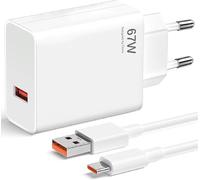 67W Cargador Carga Rapida para Xiaomi, USB C Turbo Carga Adaptador de Cargador con Cable 1.5m para Xiaomi Redmi 14/13/12/11 Ultra/12 Lite/12X/Poco M6 Pro/Poco X6 5G/Poco X6/Poco X5