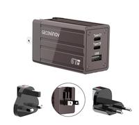 67W Cargador Rápido, Cargador USB C 67W de 3 Puertos con enchufes UK, EU y US, Compatible con iPhone 16/15 Pro MAX, iPad, MacBook Pro/Air, Galaxy S24/S23 y Otros Dispositivos USB-C