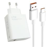 67W Cargador Rápido con Cable USB C de 2M, 67W Xiaomi Turbo Carga Adaptador de Cargador para Xiaomi Redmi Note 13 12 11 10 Mi 11 Ultra 11i 10T Lite Poco X6 M6 X5