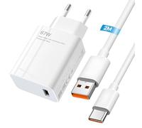 67W Cargador Rápido y 2M Cable USB C 6A para Xiaomi 15 Pro 14t 14 13 12 13 Lite 12S Ultra 11T, Carga Adaptador Cargador para Redmi Note 14 13 12 Poco F5 Pro Poco X6 X7 X5