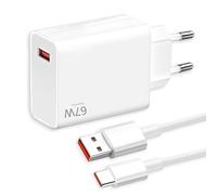 67W Cargador USB C Carga Rapid con Cable de 1.5m para Xiaomi 15Pro, 15, 14, 13, 13T, 12, 12s, 12 Pro Plus, Poco X6, F5, X5, Redmi Note 13, 12 Pro, 11 - Cargador de Pared Turbo de Carga Ultra Rápida