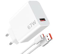 67W Cargador USB y 6A Cable USB C 1m para Xiaomi Redmi Note 15 14S 14 13 12 | 67W Cargador Movil Carga Turbo Adaptador y Cable Tipo C Carga Rápida Enchufe para Xiaomi 17T Pro 15T 14T POCO X8 M8 F8 Pro