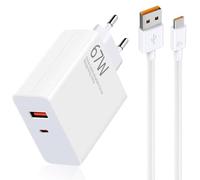67W Turbocharge Ladegerät mit USB C Ladekabel für Xiaomi, 1.5M USB C Ladekabel Netzteile Schnellladegerät für Xiaomi 14 Xiaomi 13T Pro Pad 6 Redmi Note 13 Pro 12 11 Pro 11s Poco X6 Pro M6 Pro M6 Pro