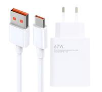 67W Xiaomi Cargador Rápido, Cargador Xiaomi 67W con Cable USB C de 2M, Turbo Carga Adaptador de Cargador para Xiaomi Redmi Note 13 12 11Pro 11S 10 Mi 11 Ultra 11i 10T Lite POCO X6 M6 X5 Pro